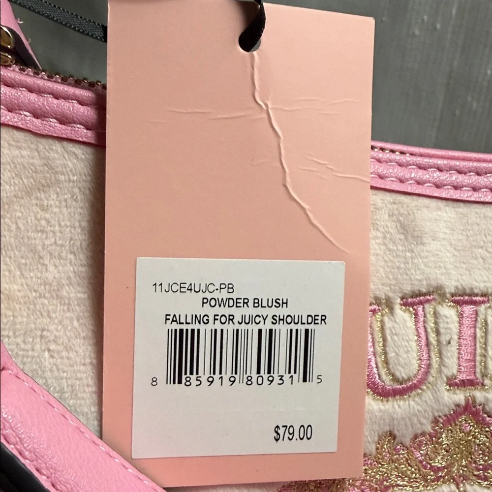 NEW Juicy Couture Powder Pink Fuzzy Velour Shoulder Bag